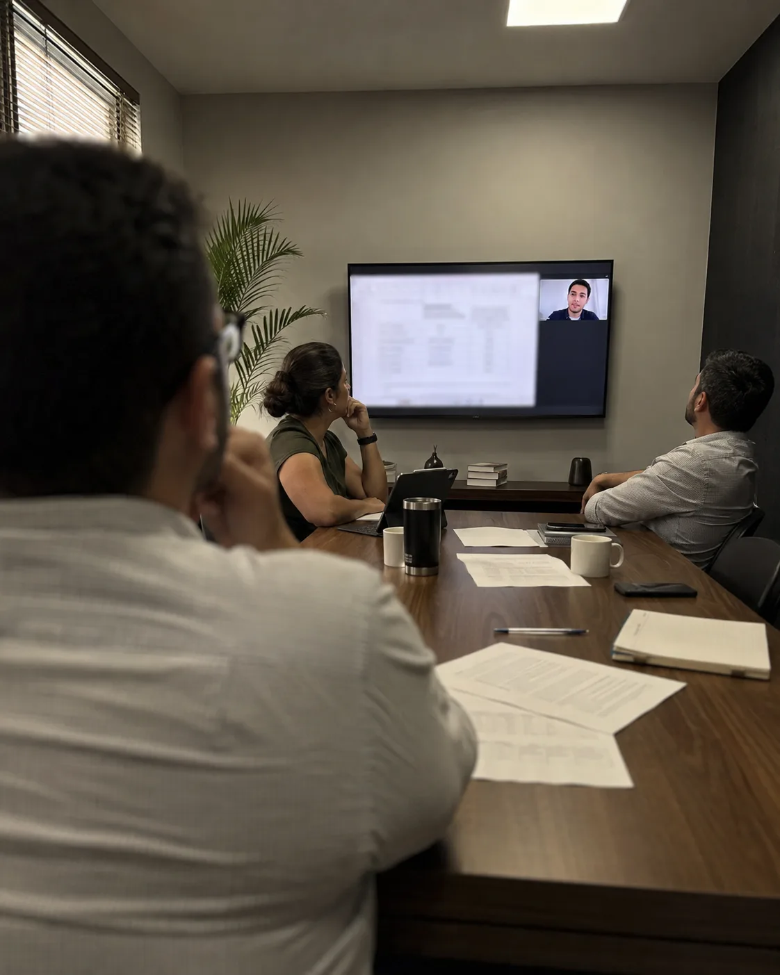Equipe de implantação configurando a conta do escritório